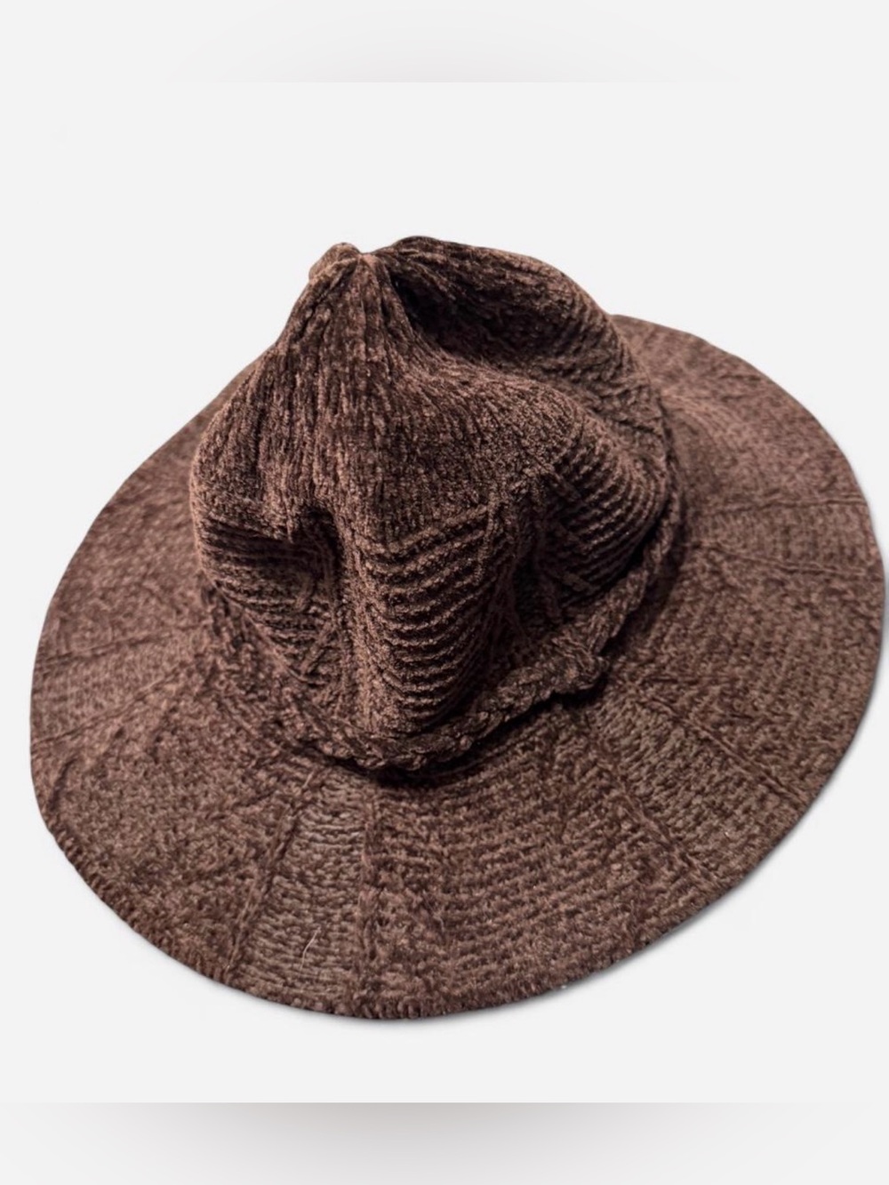 Womens Brown Knit Bucket Hat